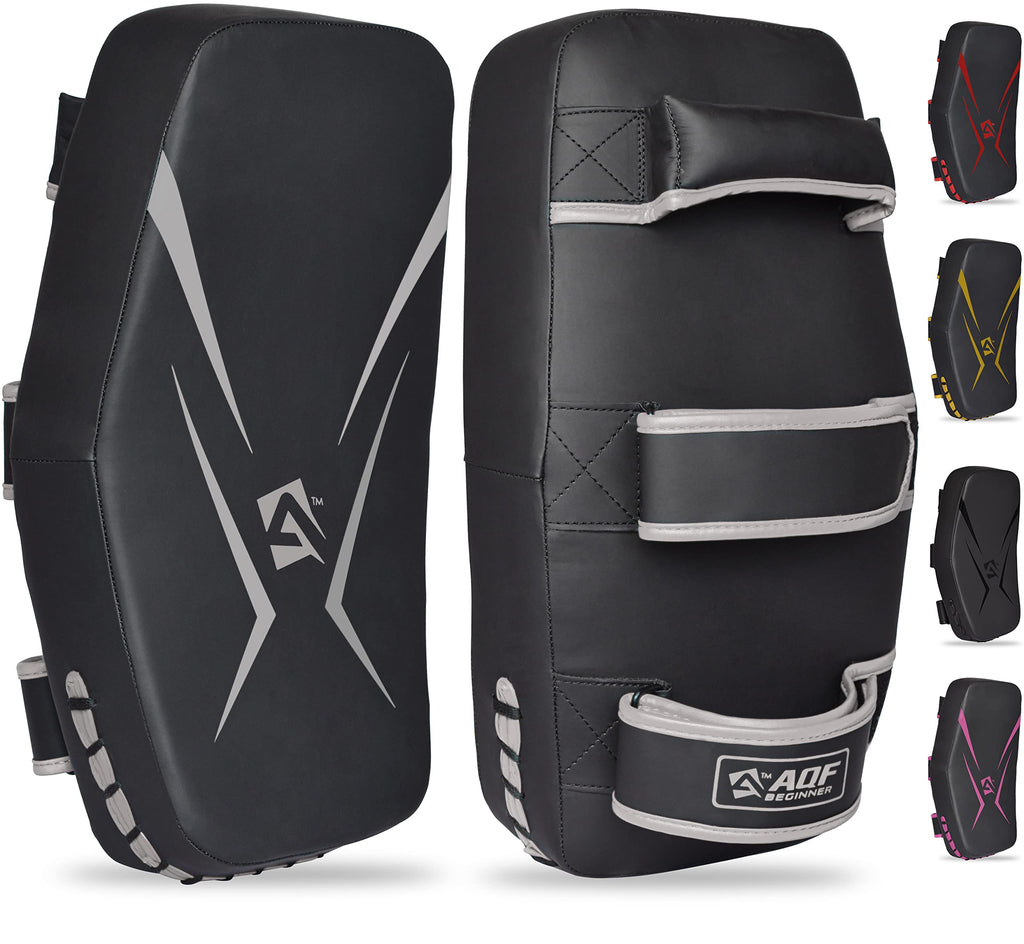 AQF Muay Thai Pads | Maya Hide Leather Curved Kickboxing Strike Shield