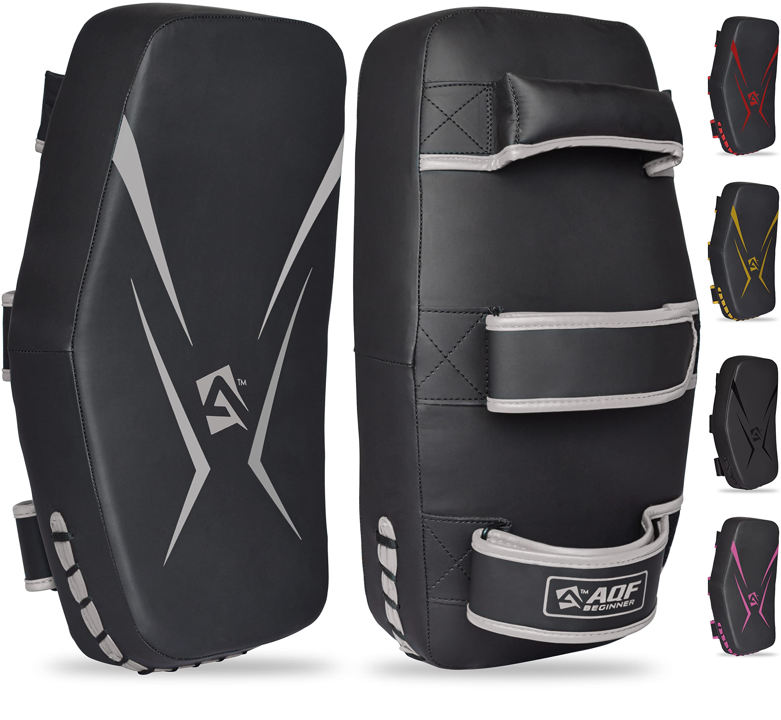 AQF Muay Thai Pads | Maya Hide Leather Curved Kickboxing Strike Shield