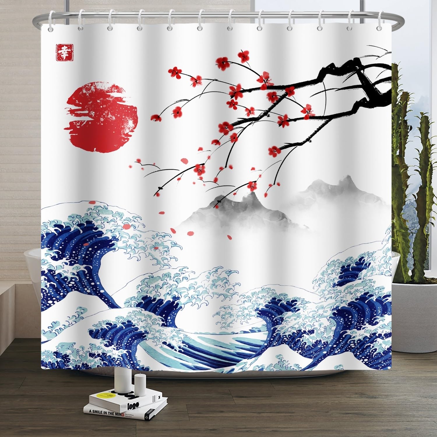 Jolof Store Great Wave Japanese Shower Curtain | Waterproof Polyester