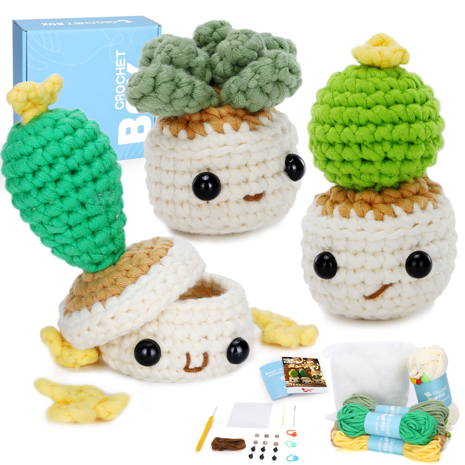 Jolof Store Smiley Potted Plant Crochet Kit for Beginners with Video