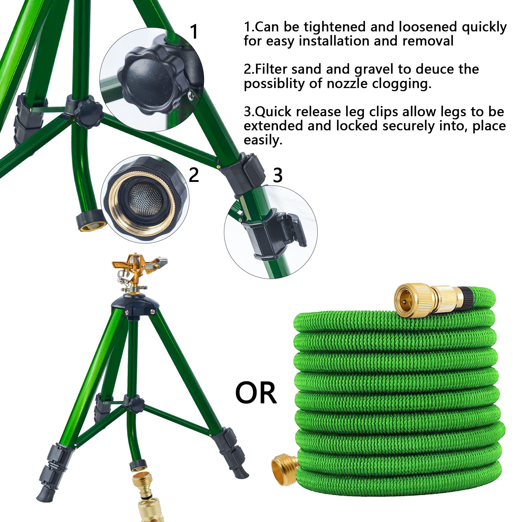 Hourleey Impact Sprinkler on Tripod Base | Heavy Duty Brass | 0-360 Degree