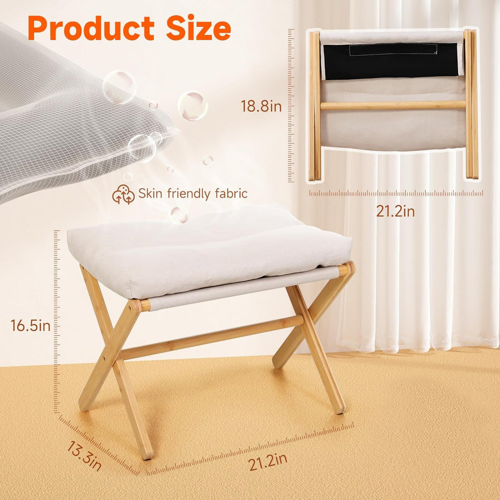 bimiti Foot Stool Bamboo Folding Foot Rest Foldable Ottoman Seat - image 4