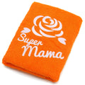 Jolof Store Orange Embroidered Cotton Towel – Super Mum Gift, 50x100cm