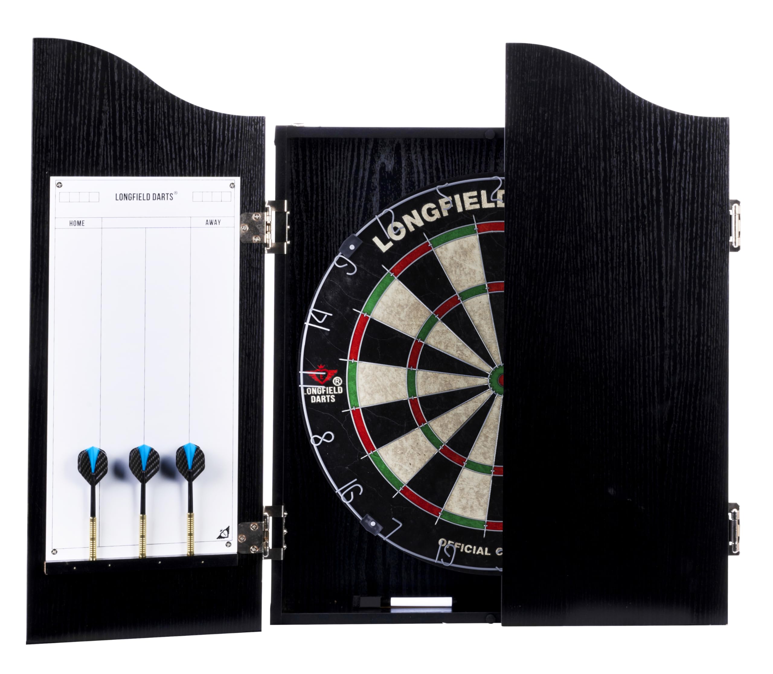 Engelhart Wooden Dart Cabinet Set | Sisal Dartboard & 6 Steel Darts