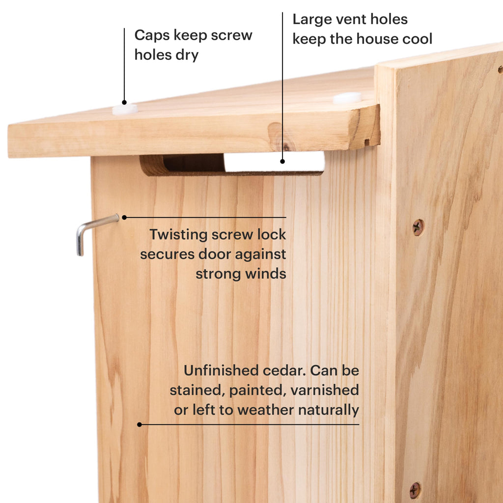 WHITEHORSE Large Owl House – Weatherproof Cedar Wood Nesting Box