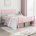 Yaheetech 3ft Single Metal Bed Frame with Cross-Design Headboard - Pink