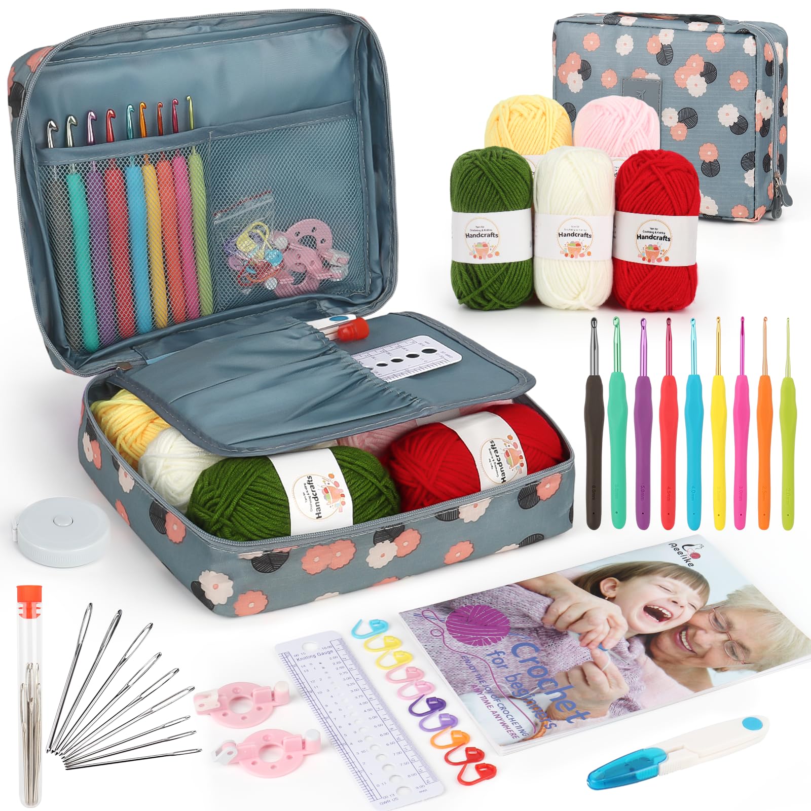 Aeelike 40 PCS Crochet Kit for Beginners – Ergonomic Hooks & Yarn Set