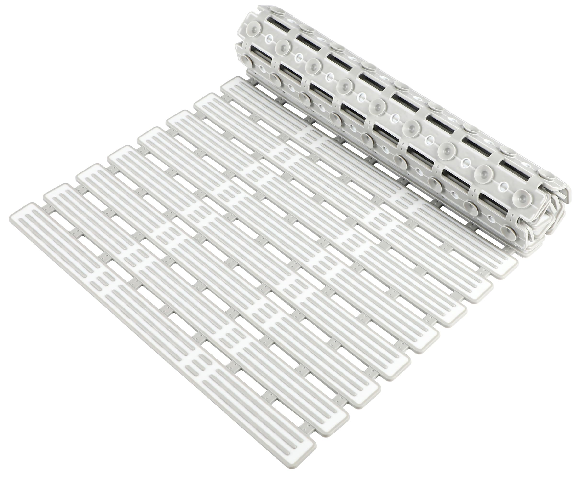 WELTRXE Non Slip Bath Mat | 68x40cm TPE Anti Mould Shower Mat – Light Grey