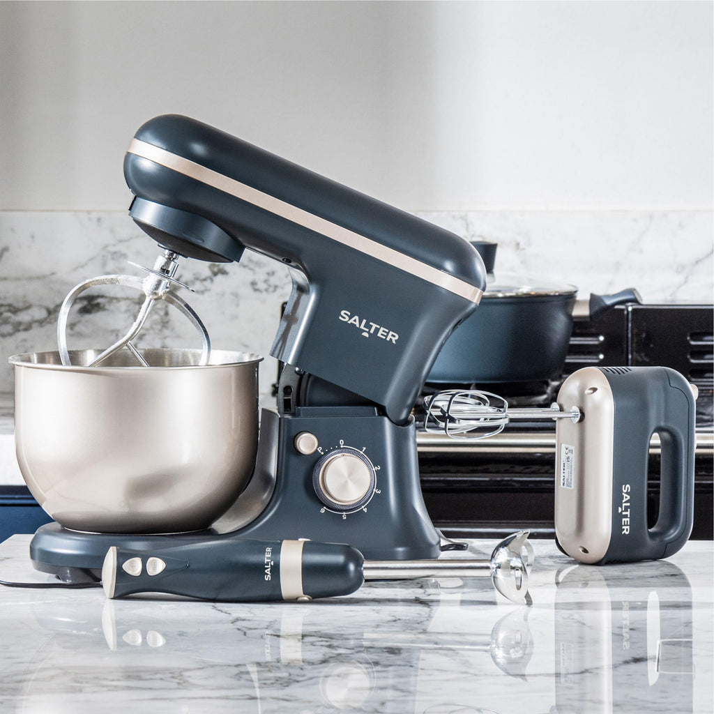 Salter Marino Stand Mixer – 1200W 5L Stainless Steel Bowl, Blue/Grey