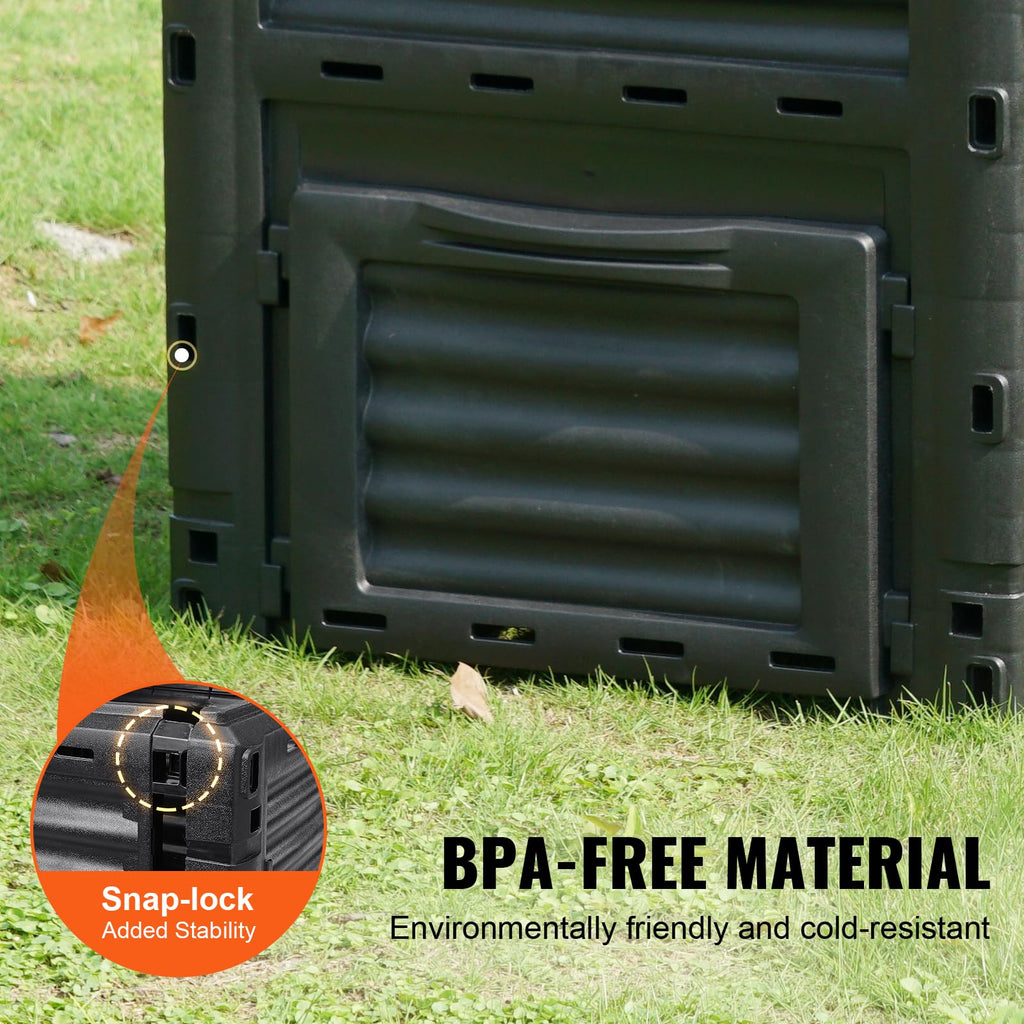 VEVOR 80 Gal Garden Compost Bin | BPA-Free Outdoor Composter with Lid