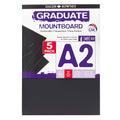 Daler-Rowney A2 Black Mountboard – 1.25mm Cream Core Display Boards, 5 Pack