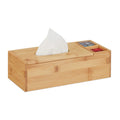 Jolof Store Bamboo Tissue Box Holder with 2 Storage Compartments