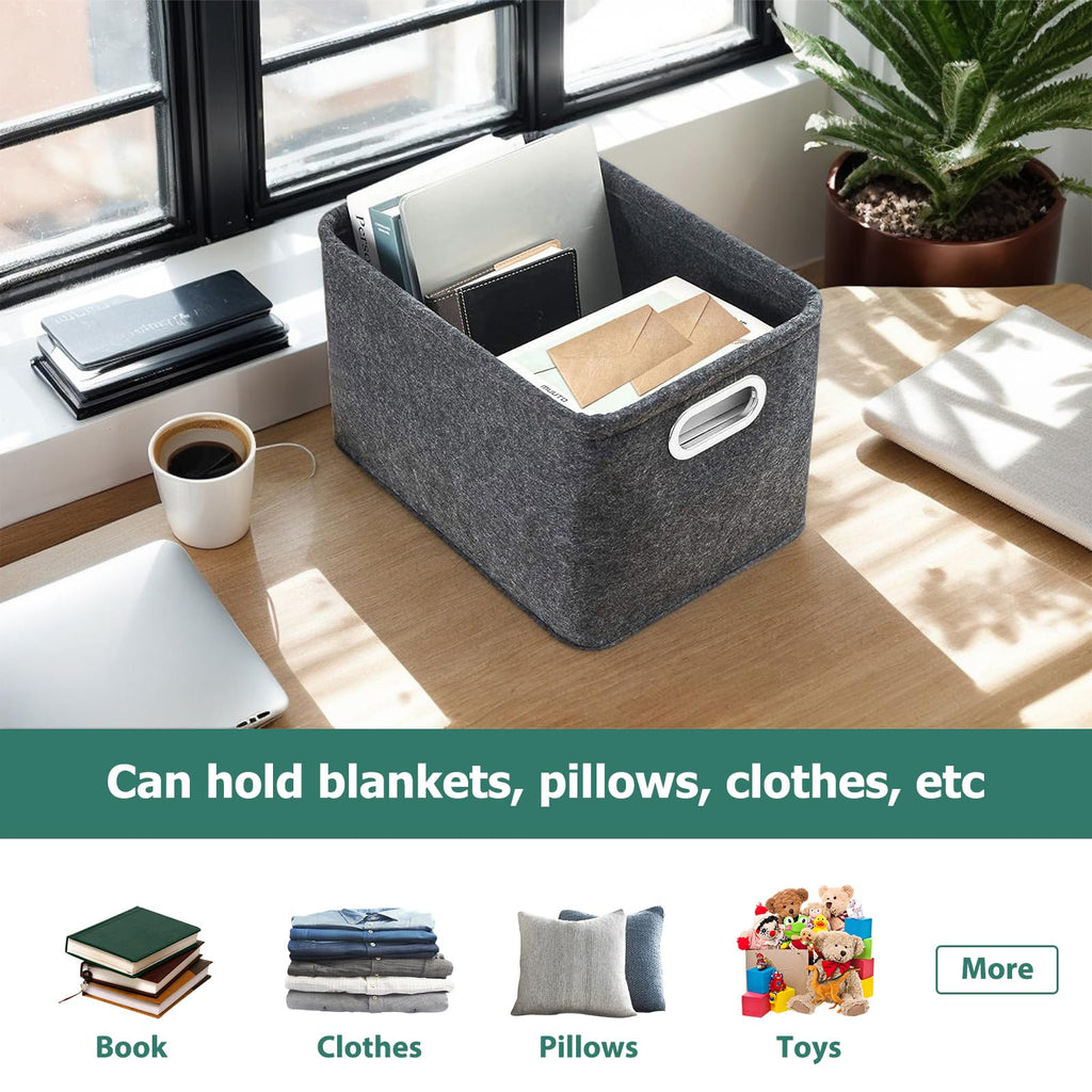 Felt Basket Storage, 2 Pack Foldable Felt Storage Boxes with Handle - image 2