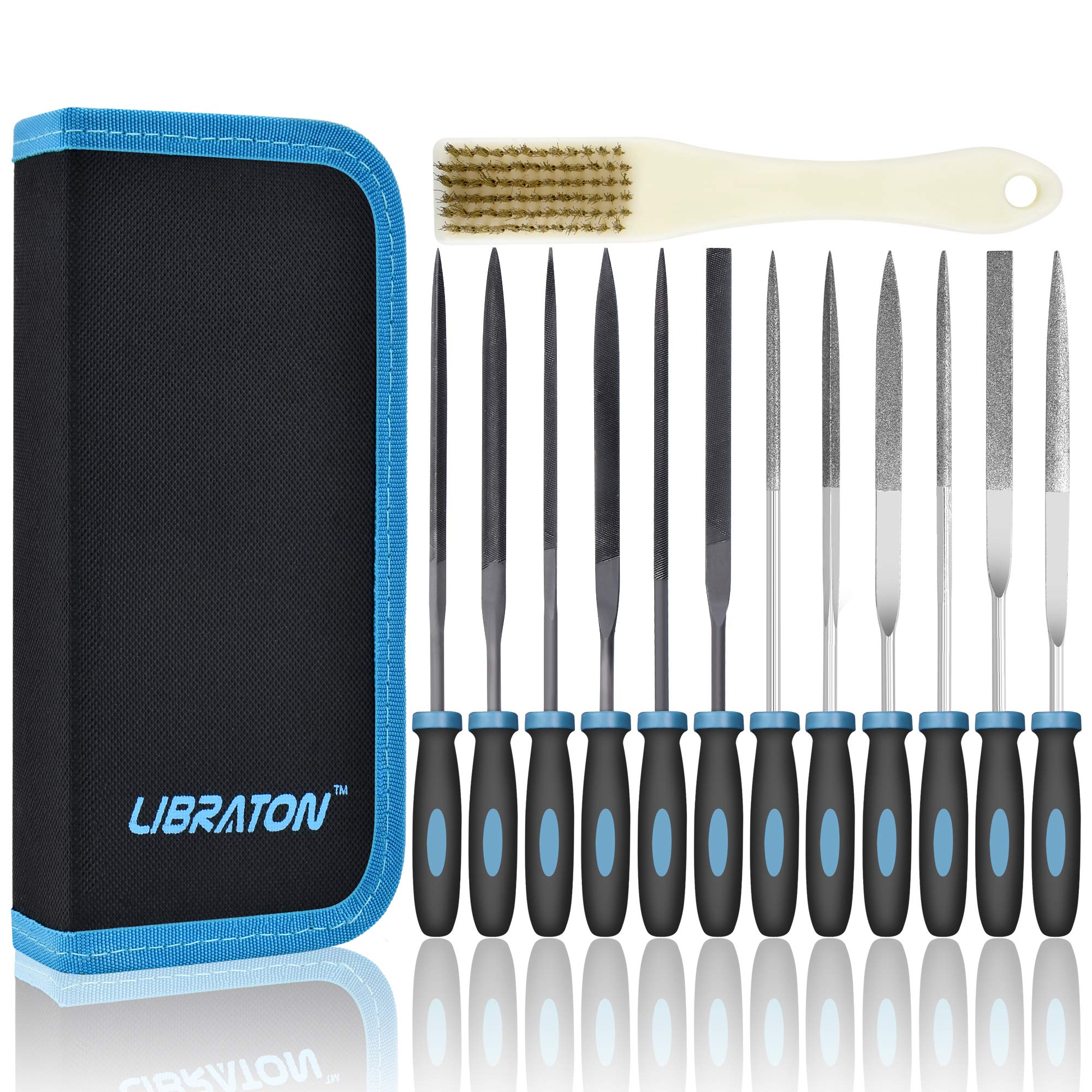 Libraton 13-Piece Needle File Set with Steel and Diamond Files