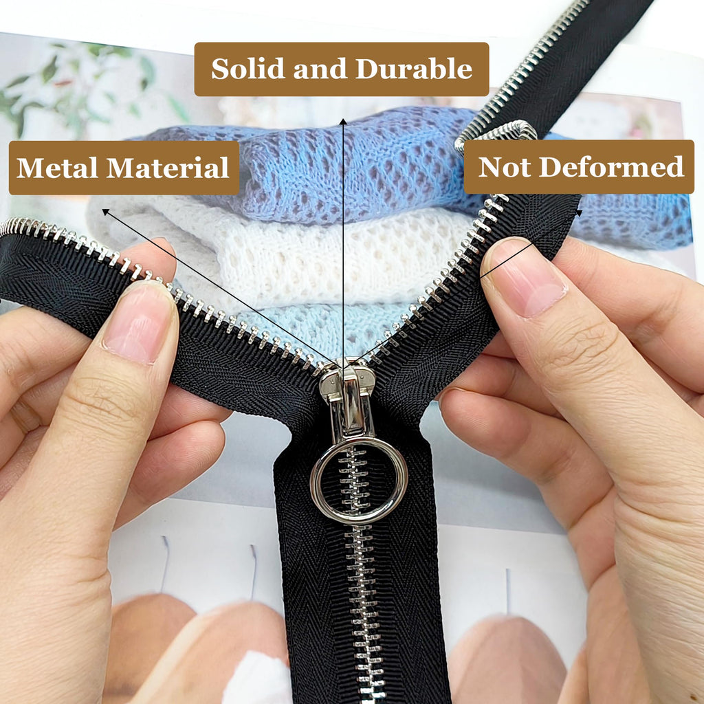 XCSJ #5 Zip 70 cm, Metal Zip 2-Way Separable Sewing for Jackets, Coats, Down Jacket, Suitcase, Tent, Bag, DIY Sewing Craft Black, 70 cm