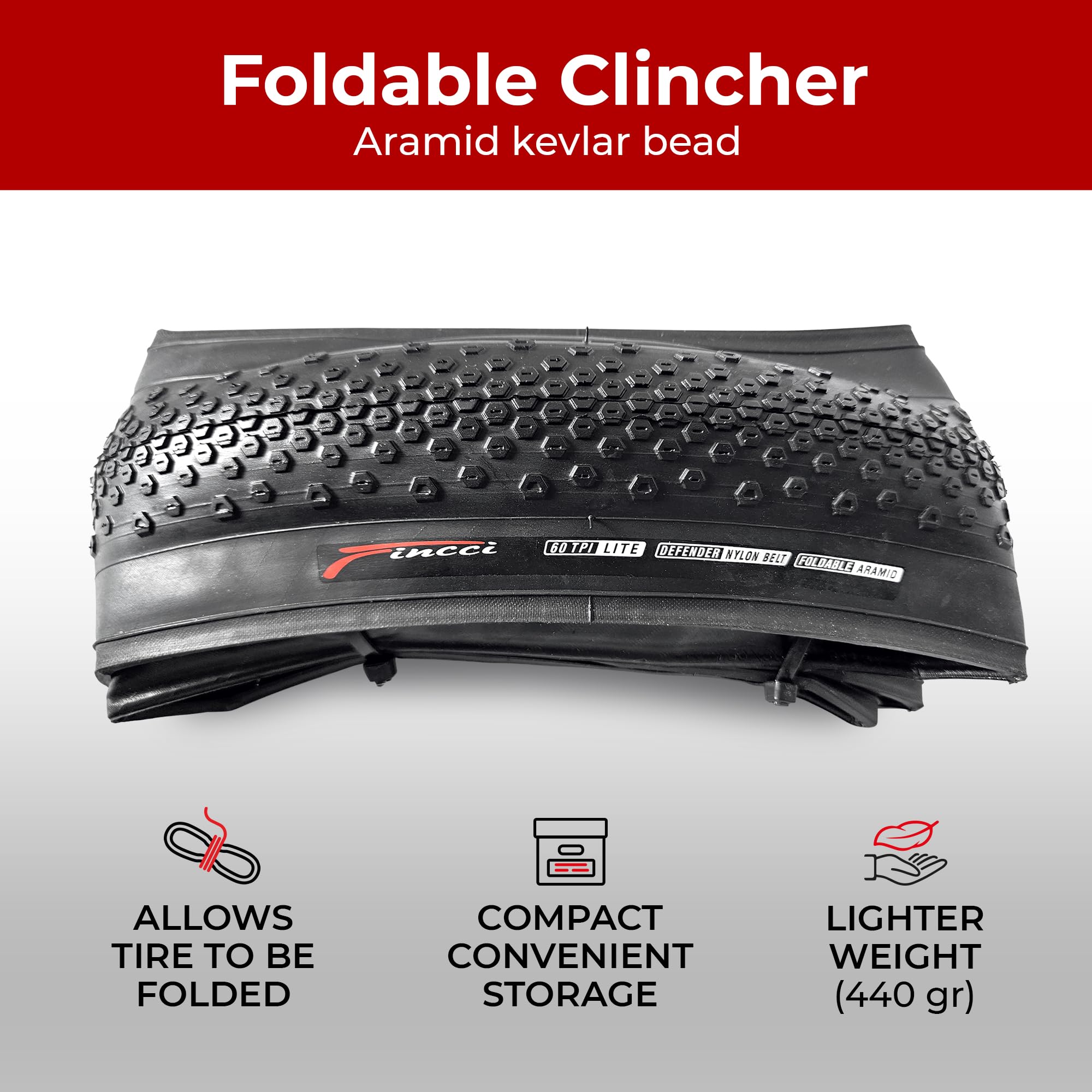 Fincci 700x38c Foldable Gravel Tyre | 1mm Puncture Protection - 2 Pack