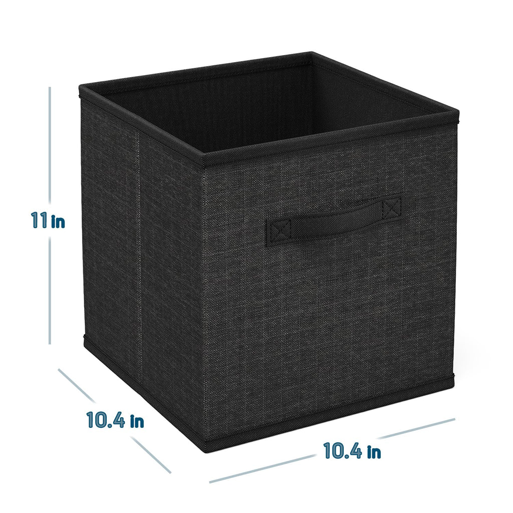 Nestl Cube Storage Bins, Foldable 6 Cube Storage Organizer Bins, Fabric Storage Cubes, Storage Basket with Handles, Black Closet Storage Bins - image 3