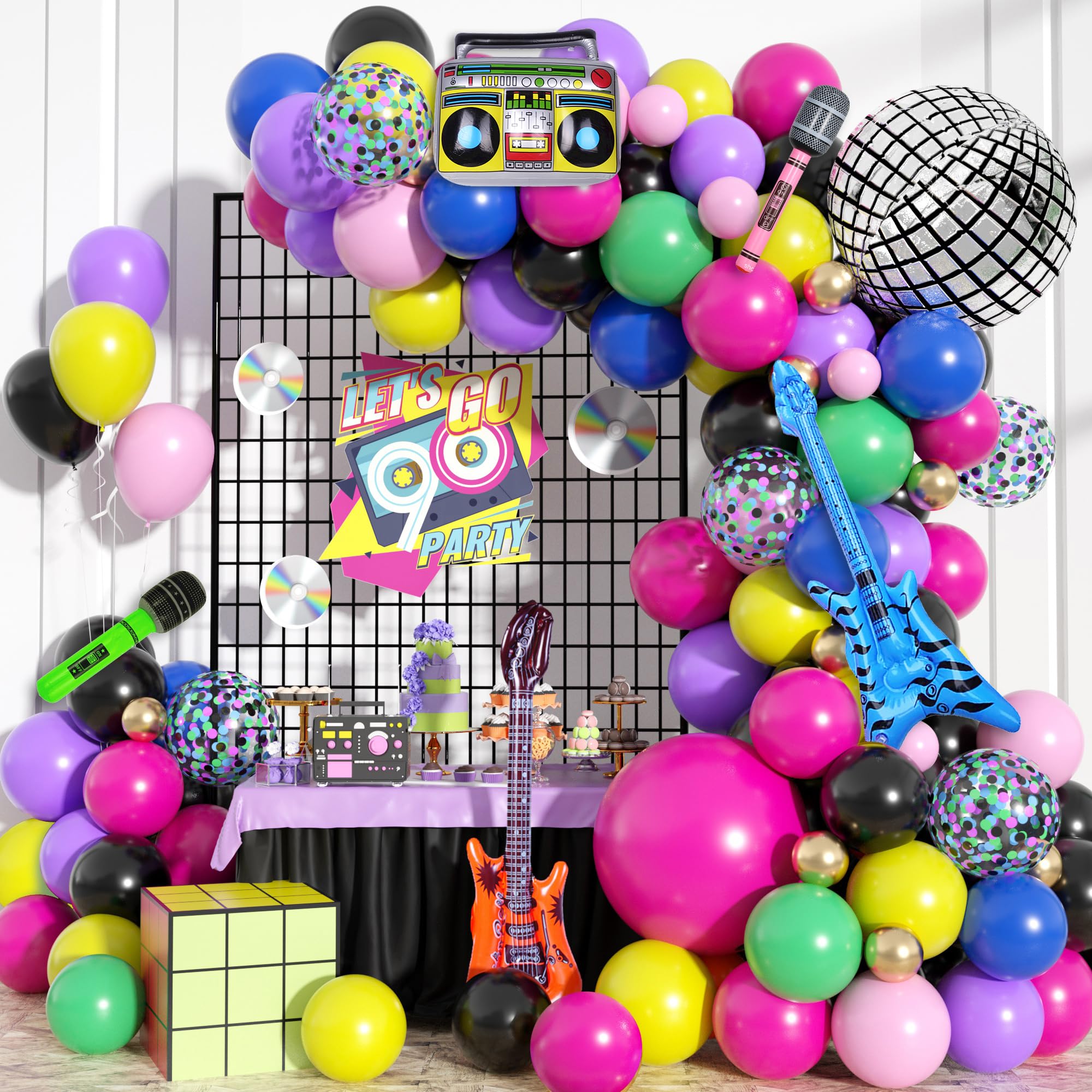80s 90s Retro Balloon Garland Kit – Disco Music Party Arch