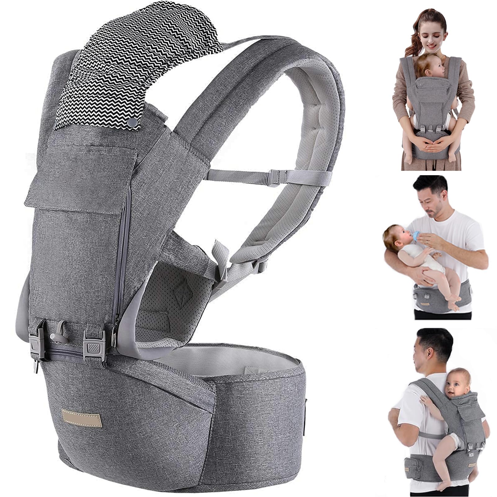 Kisdream Ergonomic Baby Carrier with Hip Seat and Lumbar Support