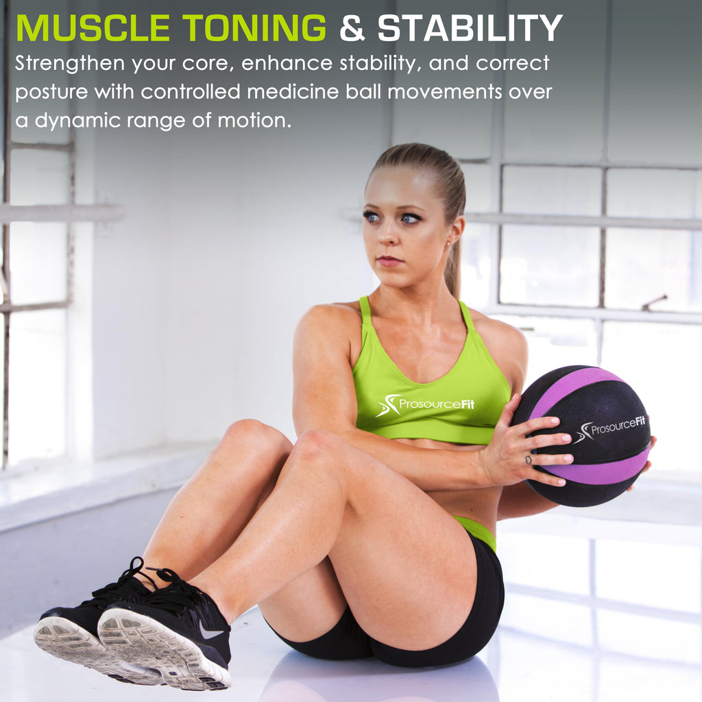 ProsourceFit Weighted Medicine Ball | Textured Rubber Core Strength Ball