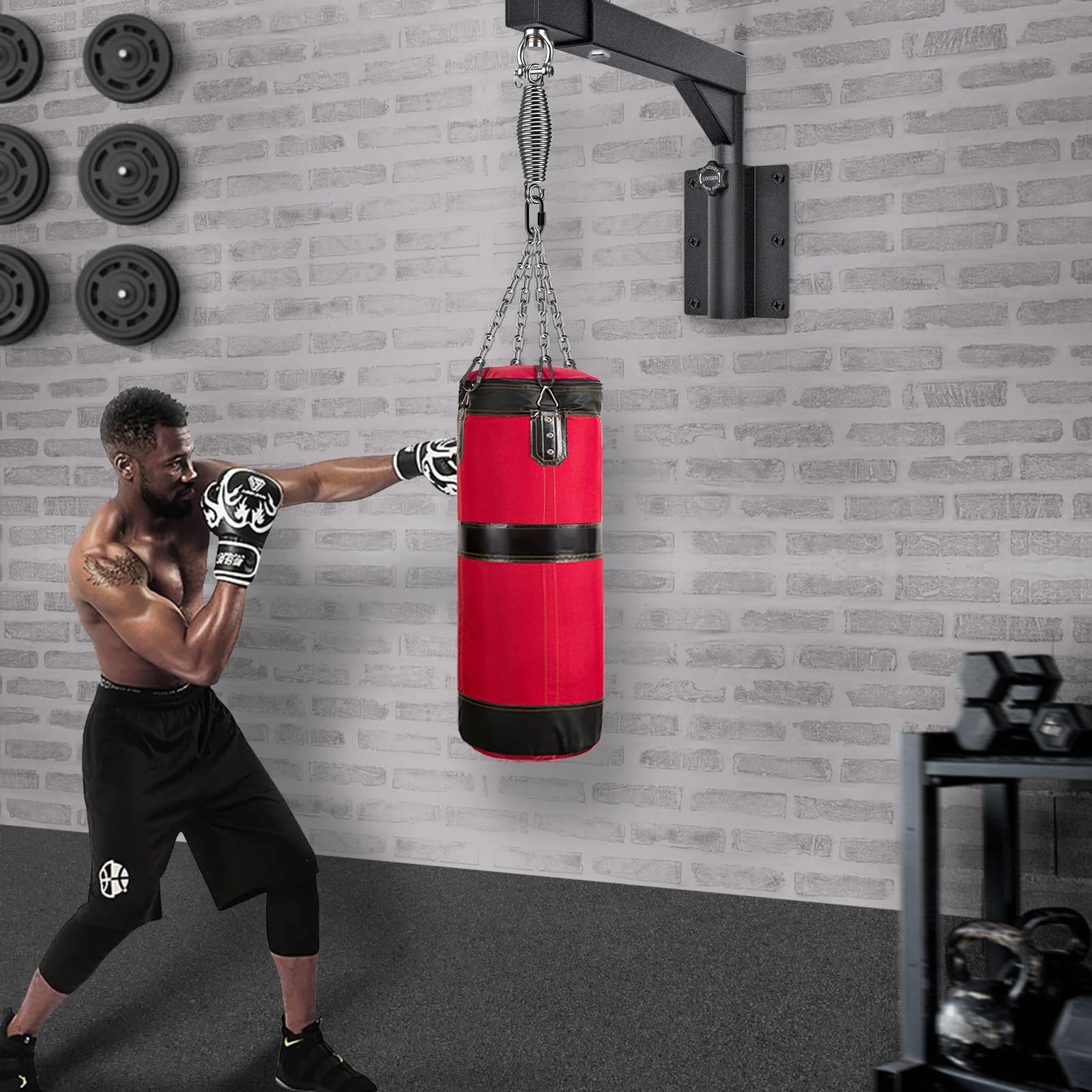 BeneLabel Heavy Bag Wall Mount Hanger | Adjustable 44-64cm Silent Swivel