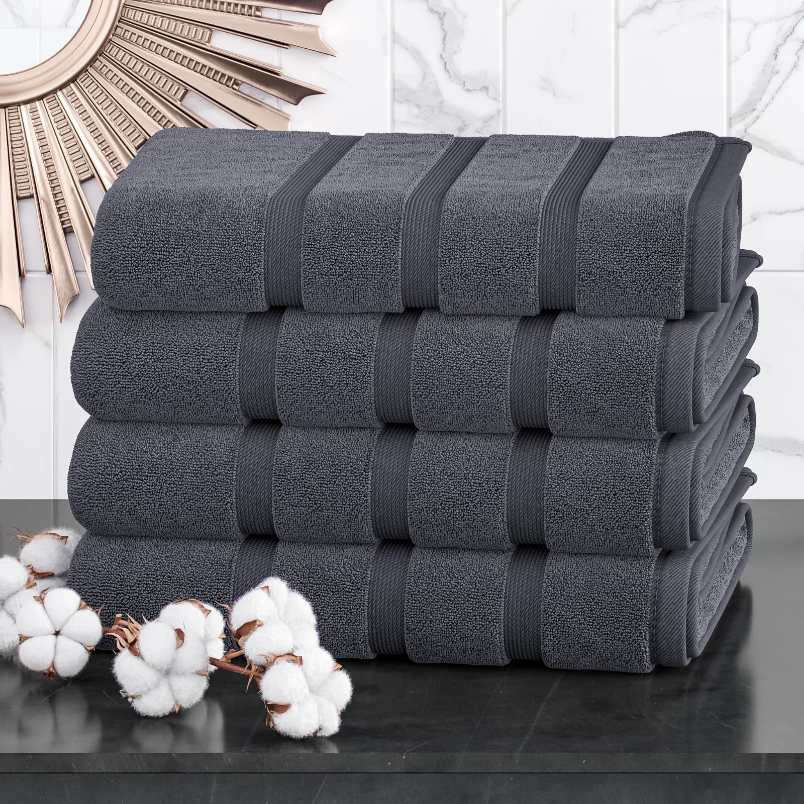 4-Piece Egyptian Cotton Bath Towel Set - 500 GSM Charcoal
