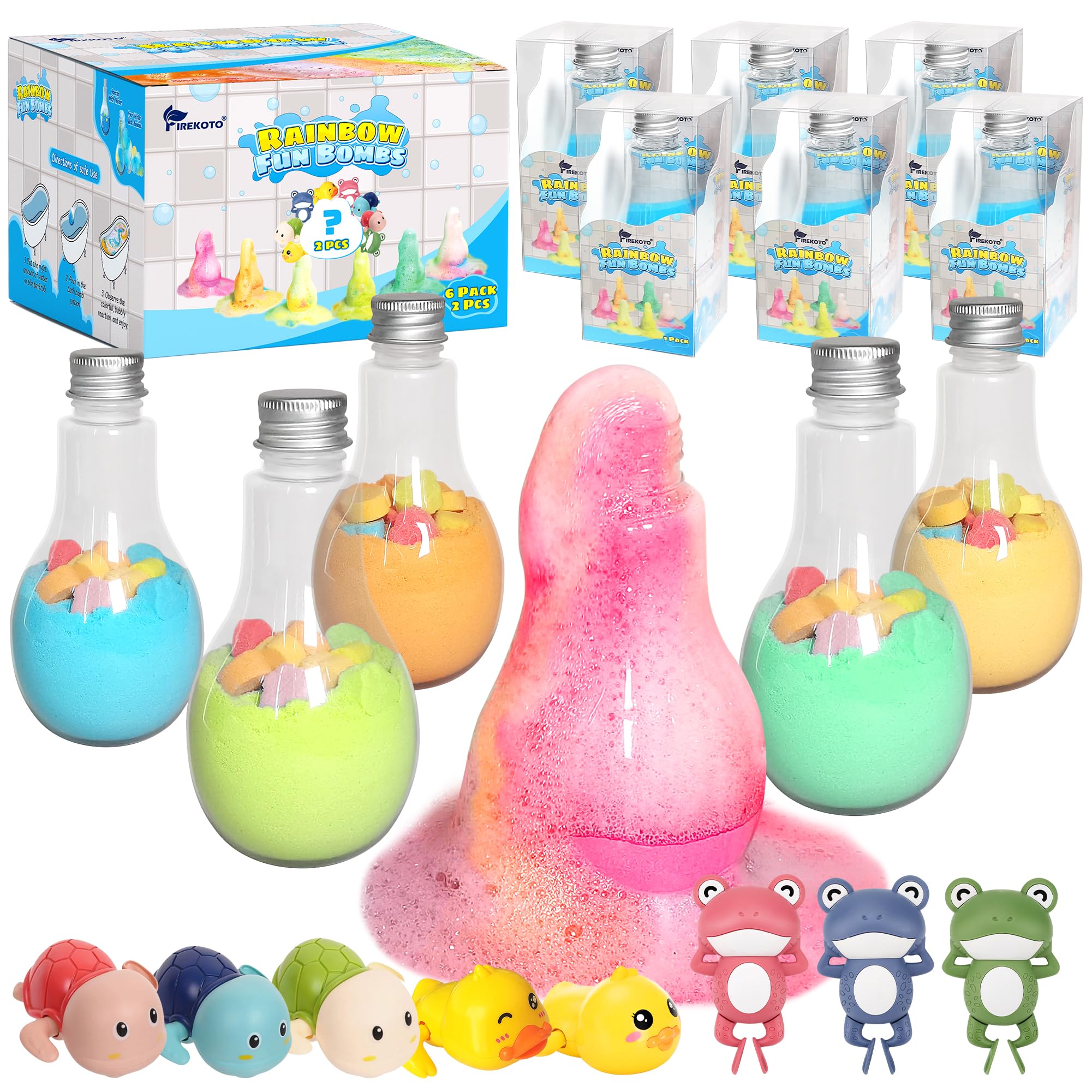 FIREKOTO Kids Bath Bombs Kit – 8-Pack STEM Science Toys with Surprise