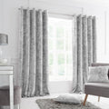 Catherine Lansfield Crushed Velvet Eyelet Curtains - Silver Grey 66x90