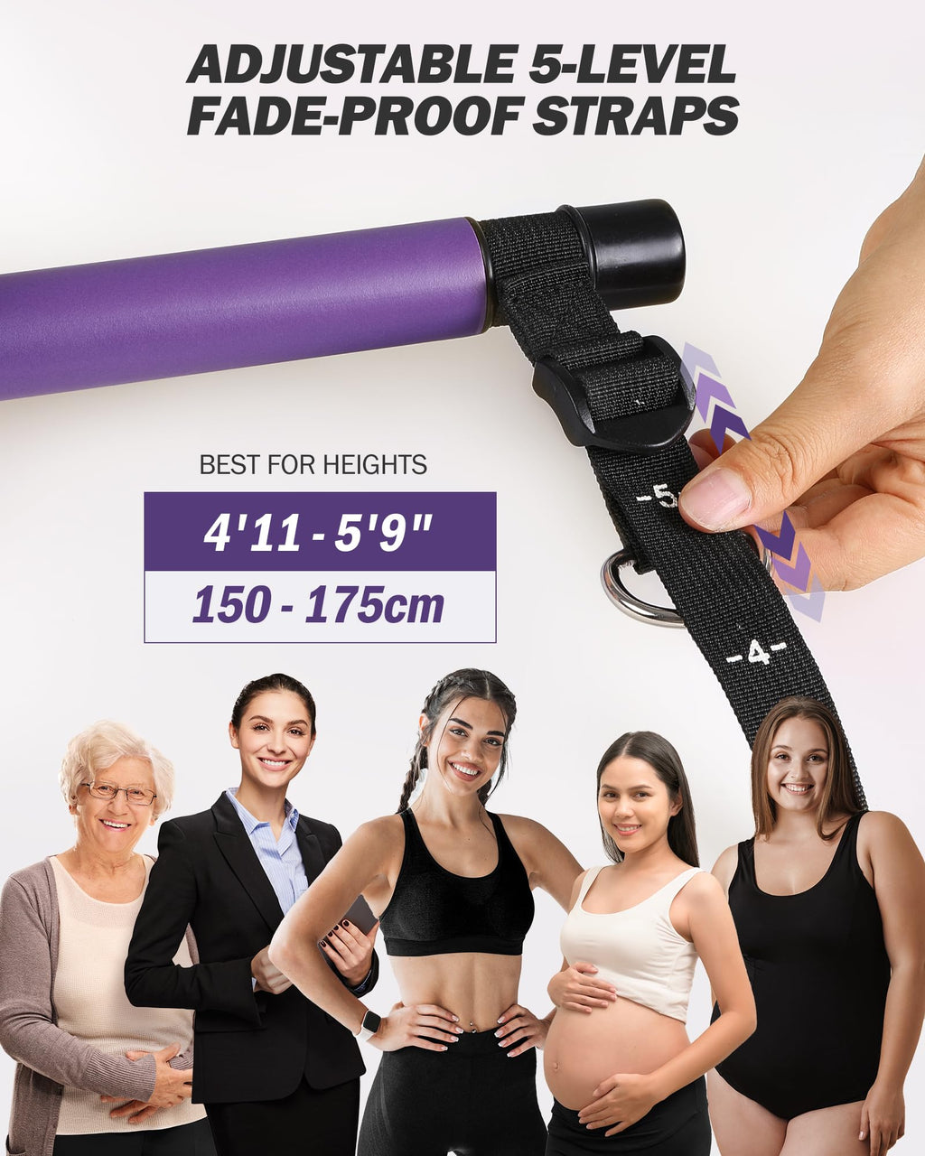 ALongSong Pilates Bar Set | 6 Latex Resistance Bands & Door Anchor Kit