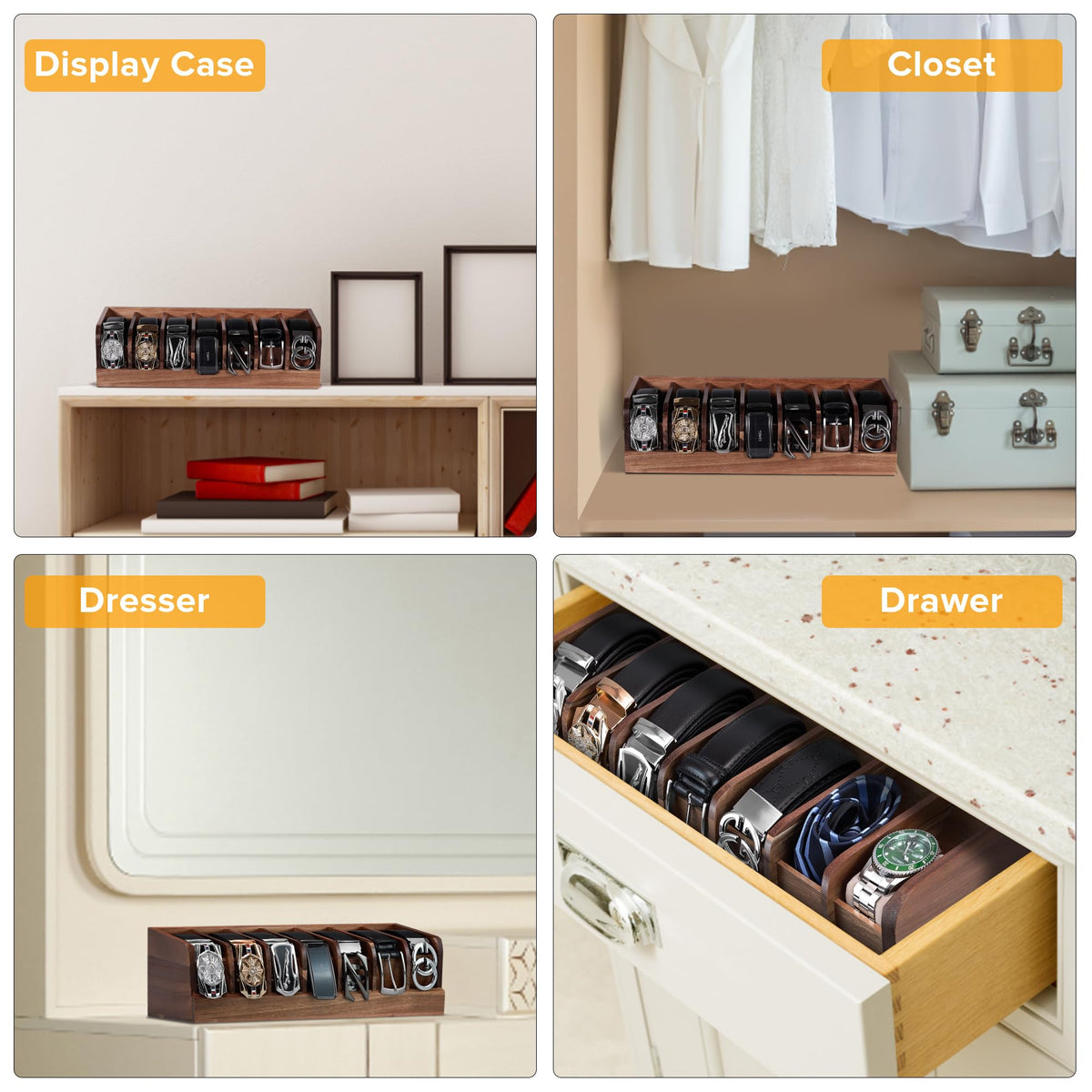 Belt Organizer, 7 Compartment Belt Holder Belt Hanger Closet and Belt Organizer for Drawer,Belt Rack, Belt Storage Organizer - image 5
