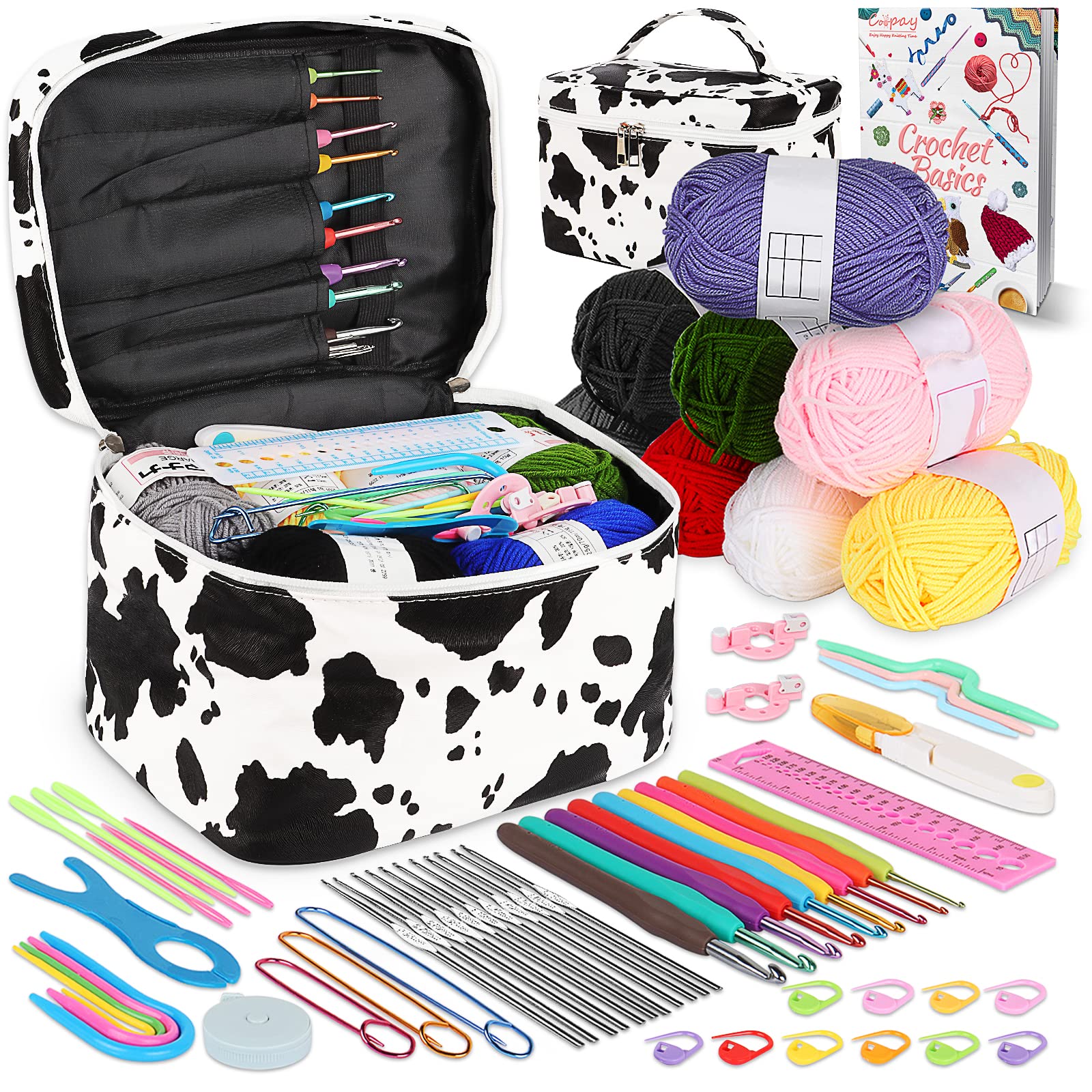 Coopay Crochet Kit for Beginners – 73-Piece Set with Yarn and Case