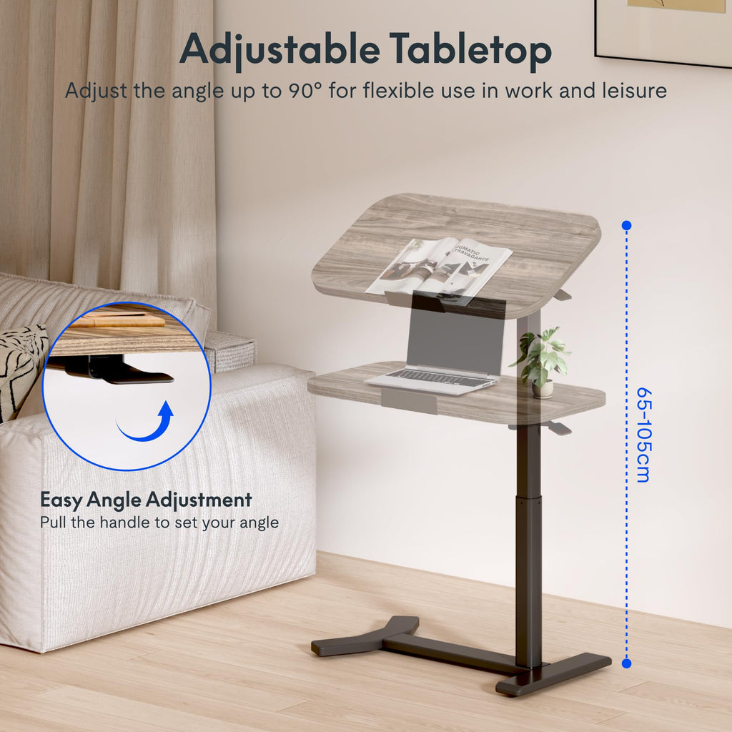 FLEXISPOT Overbed Table with Wheels, Adjustable Height Bedside Table, Rolling Laptop Desk for Bed Sofa, Small Standing Desk 75 x 40 cm - image 5