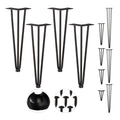Relaxdays 40cm Hairpin Legs | Set of 4 Black 3-Bar Metal Table Legs