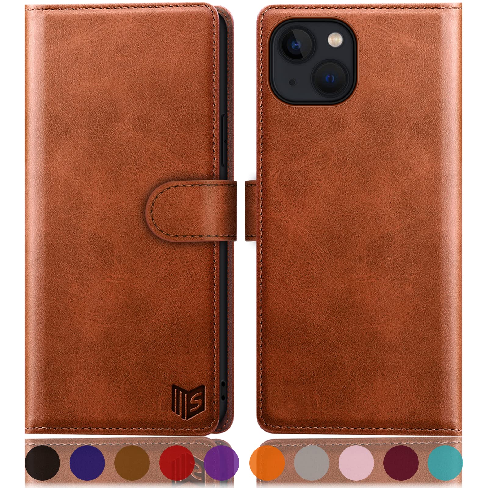 SUANPOT iPhone 14 Wallet Case – RFID Blocking PU Leather Flip Cover