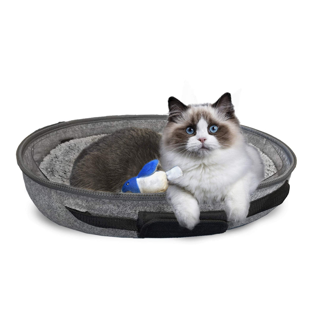 Doc & Phoebe Sleep and Go – Convertible Cat Bed and Pet Carrier, Grey