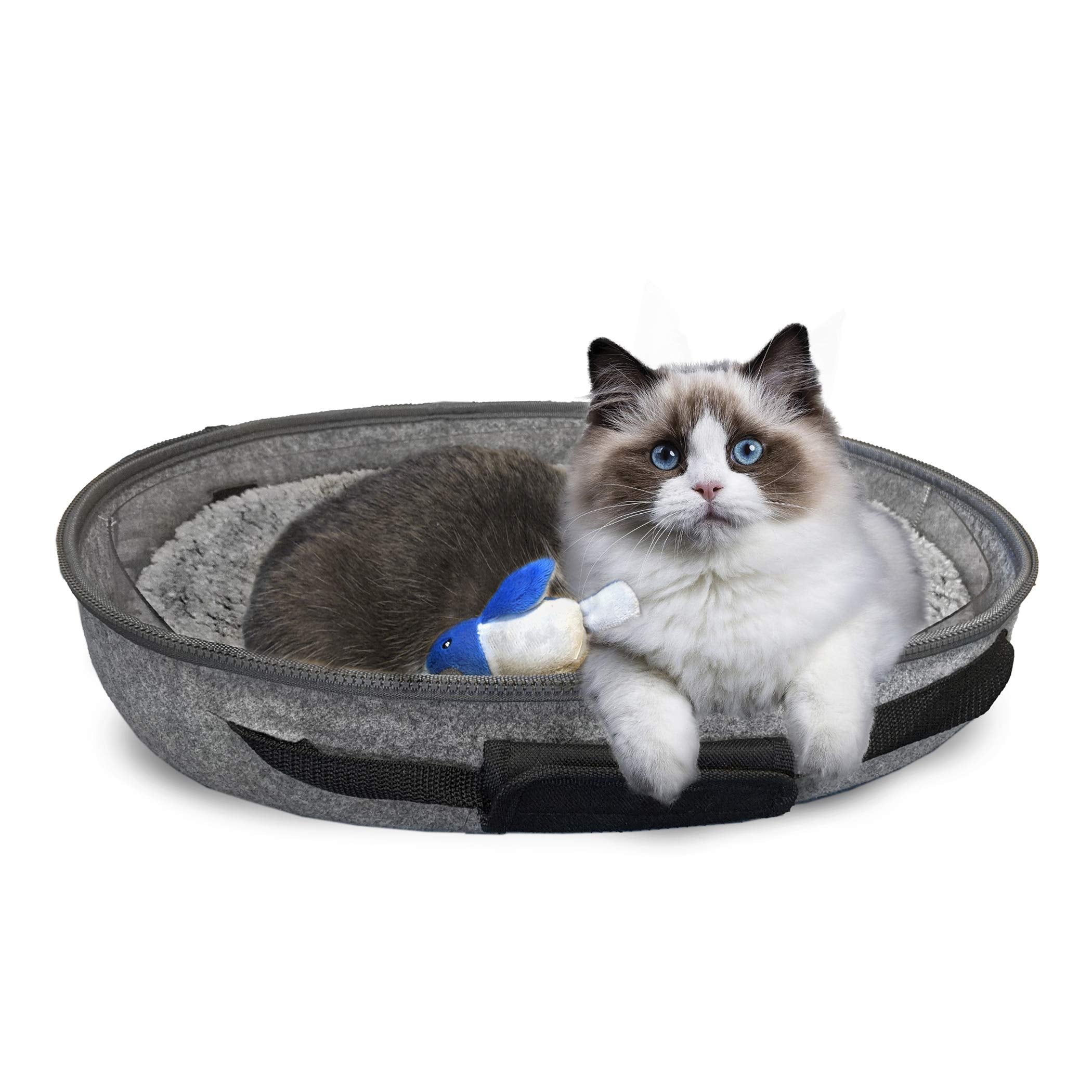 Doc & Phoebe Sleep and Go – Convertible Cat Bed and Pet Carrier, Grey