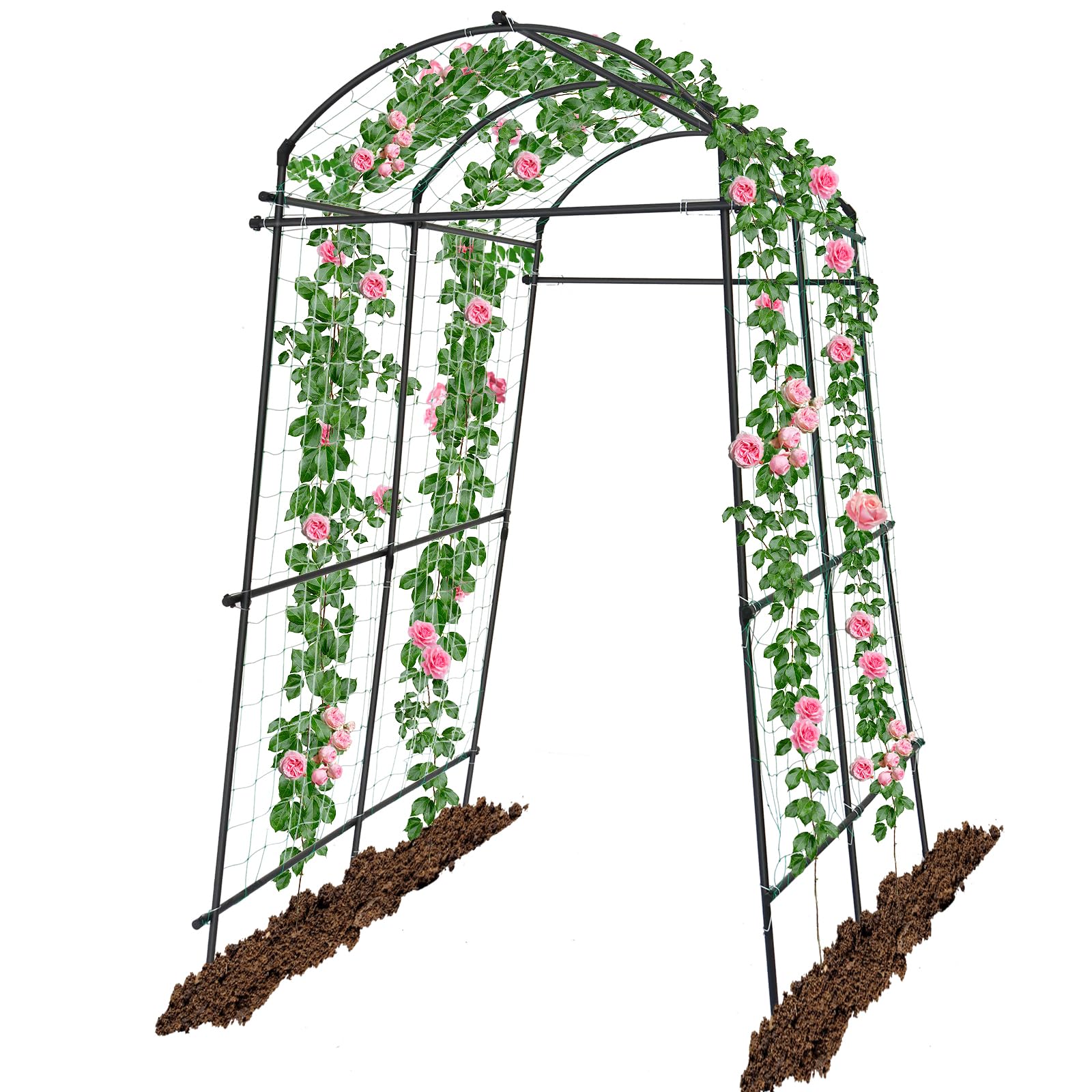 Kalolary 7ft Metal Garden Arch Trellis | Anti-UV Plant Support Tunnel