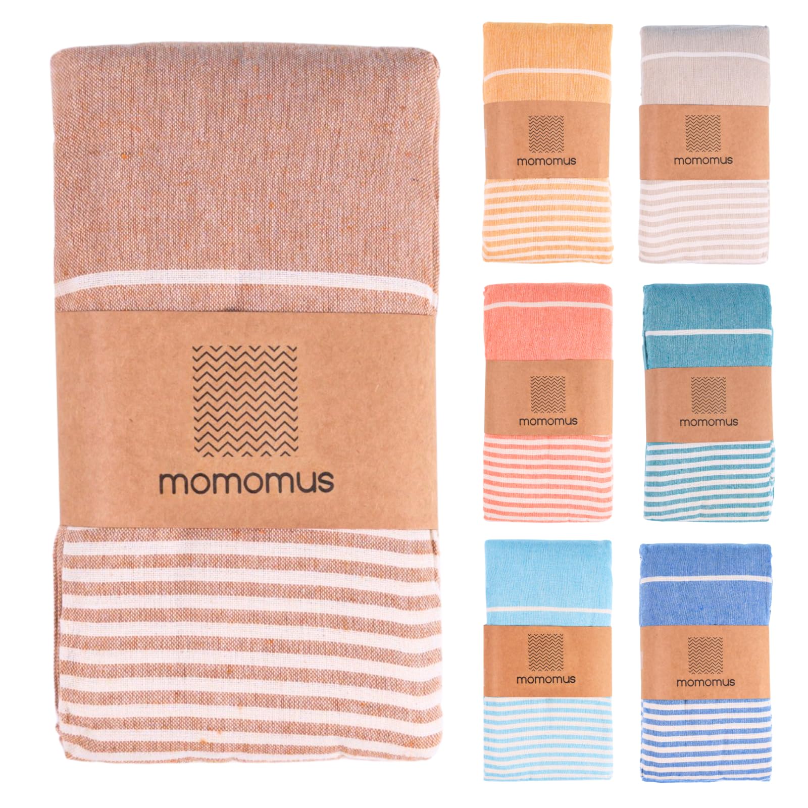 MOMOMUS XXL Extra Large Beach Towel - 100% Cotton Sand Free Fouta - Brown