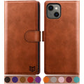 SUANPOT iPhone 13 Case - RFID Blocking PU Leather Wallet Flip Cover