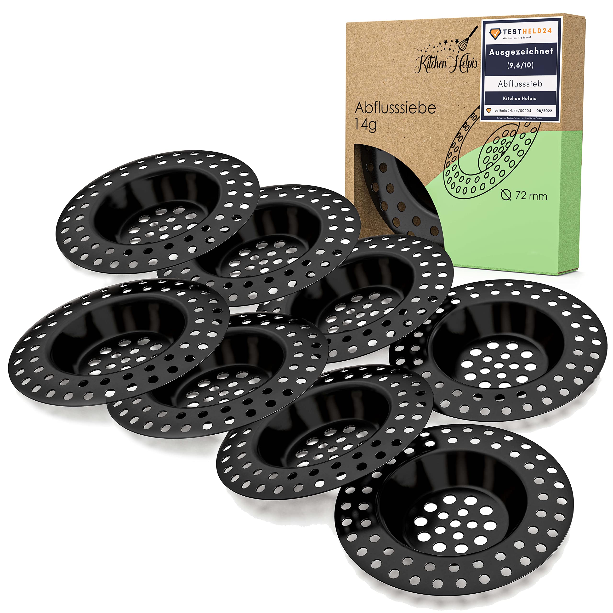 Kitchen Helpis Sink Strainer 8-Pack – Heavy Stainless Steel Black