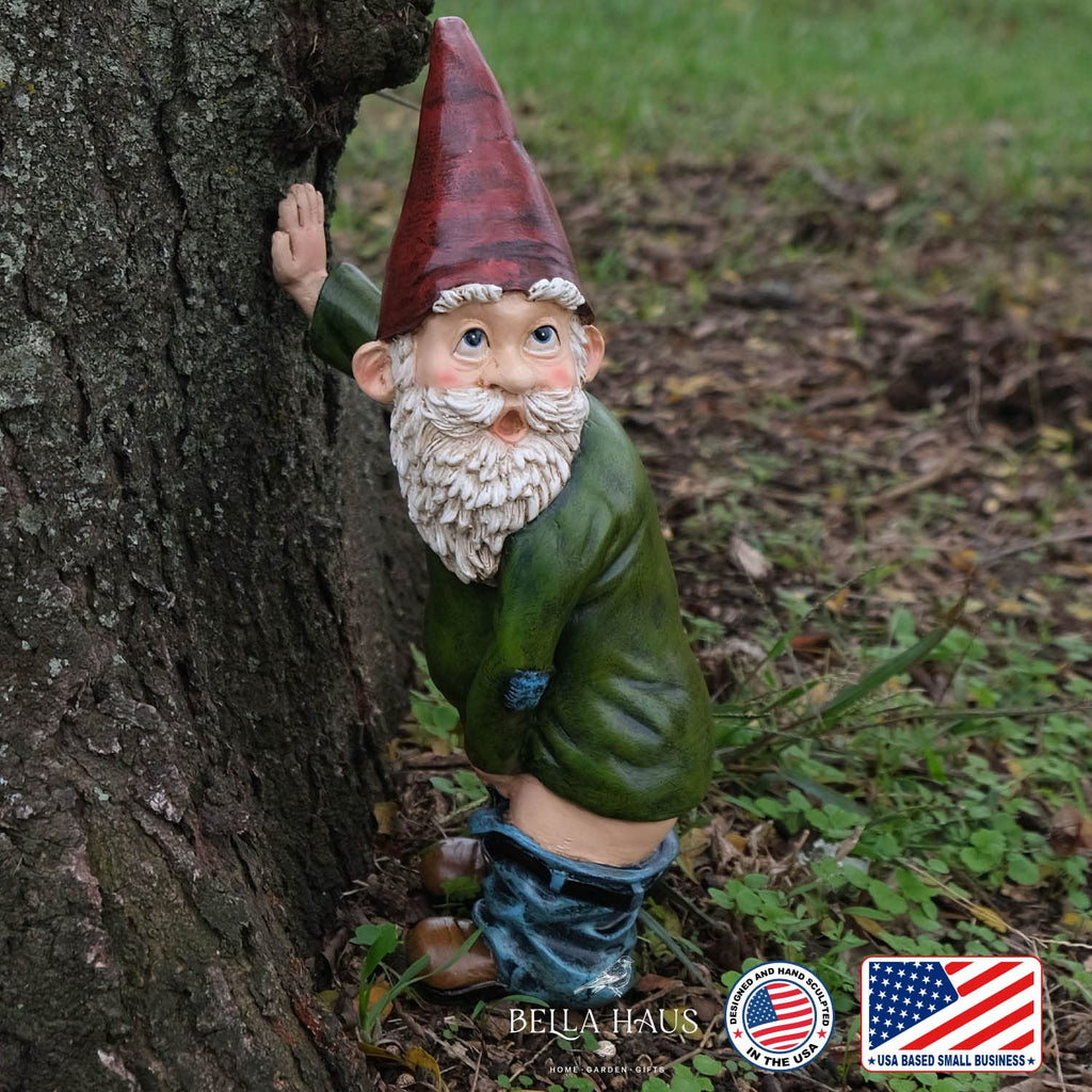 Bella Haus Design Willy the Peeing Garden Gnome - 10.3" Resin Doorstop