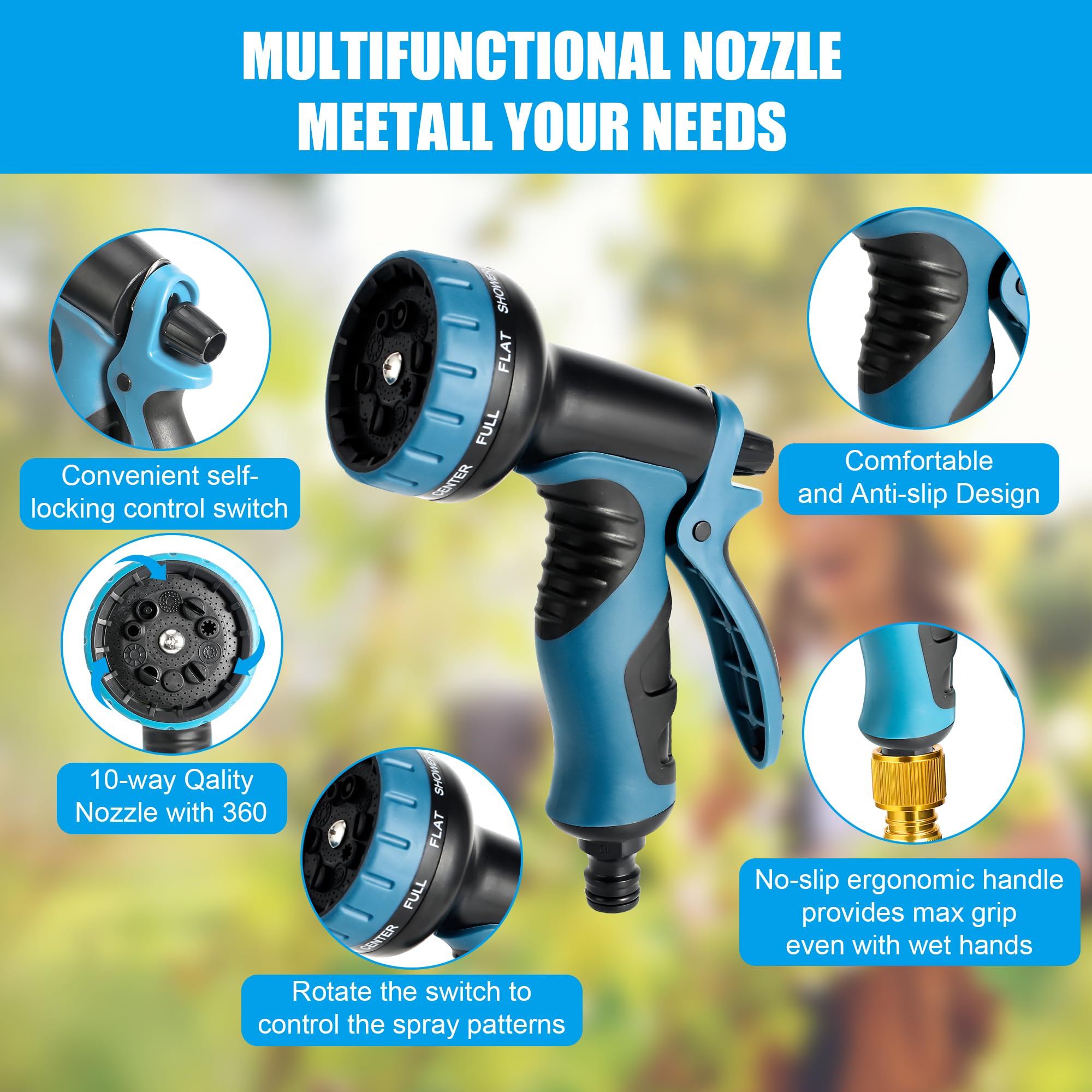 Sylken Expandable Garden Hose | 150FT Flexible Pipe with 10-Function Spray