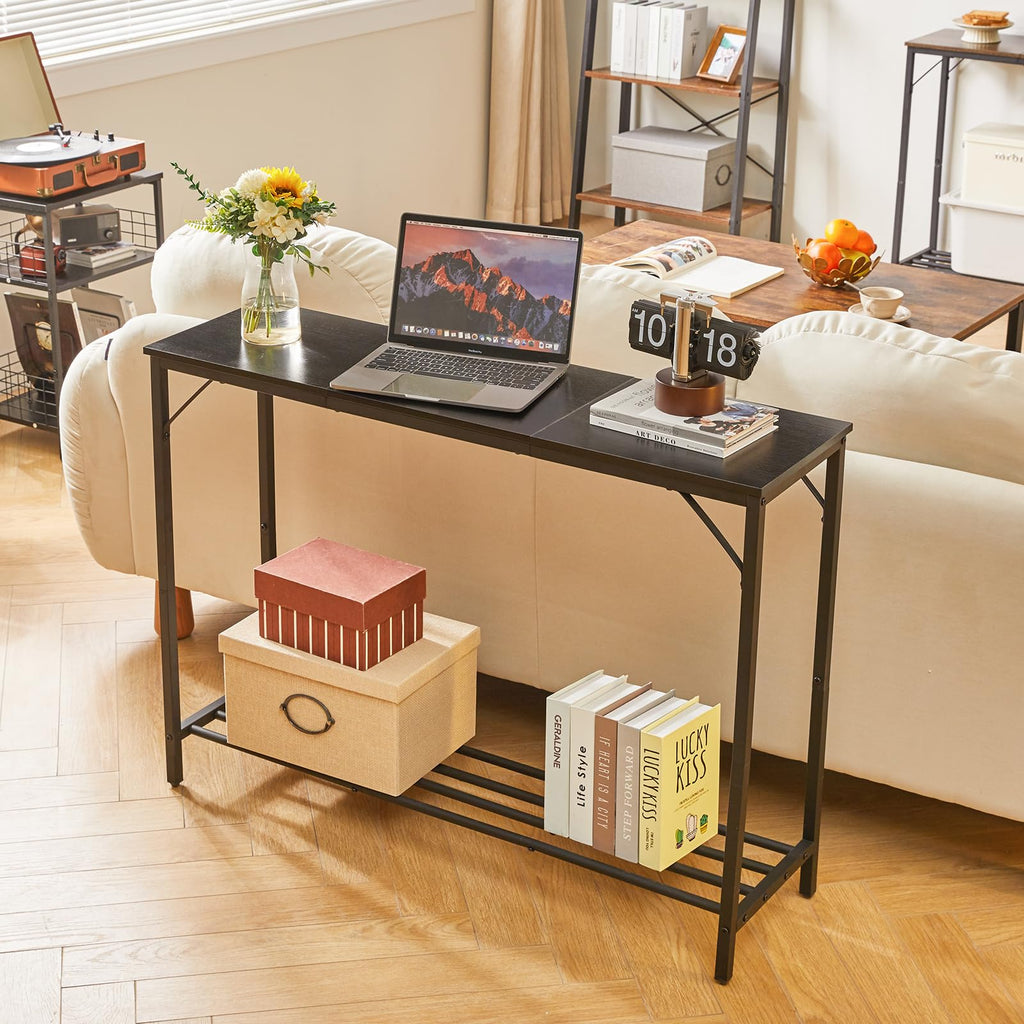 YMYNY Slim Console Table – Industrial Metal Frame Sofa Table for Entryway