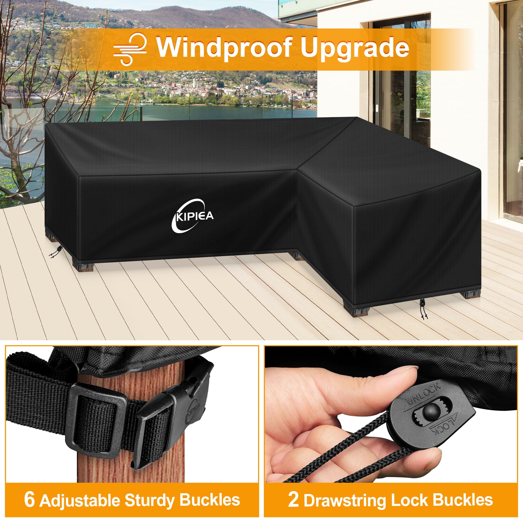Kipiea L-Shaped Garden Furniture Cover | 420D Waterproof Oxford Fabric