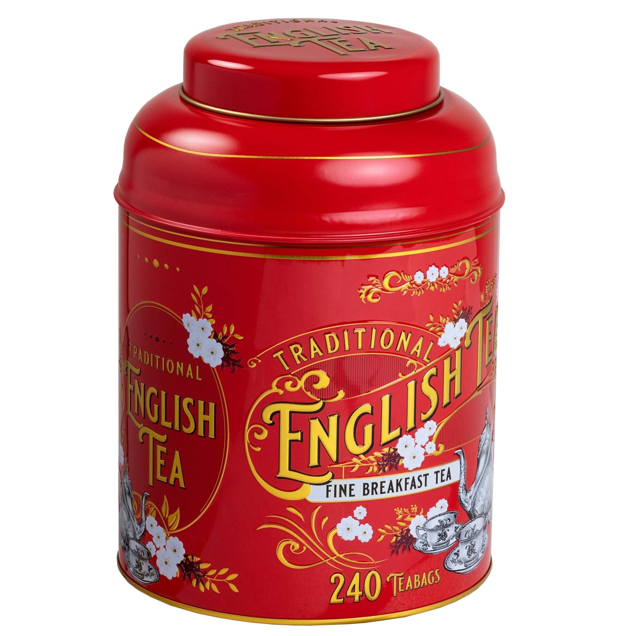 New English Teas Vintage Victorian Red Tea Caddy | 240 Breakfast Teabags