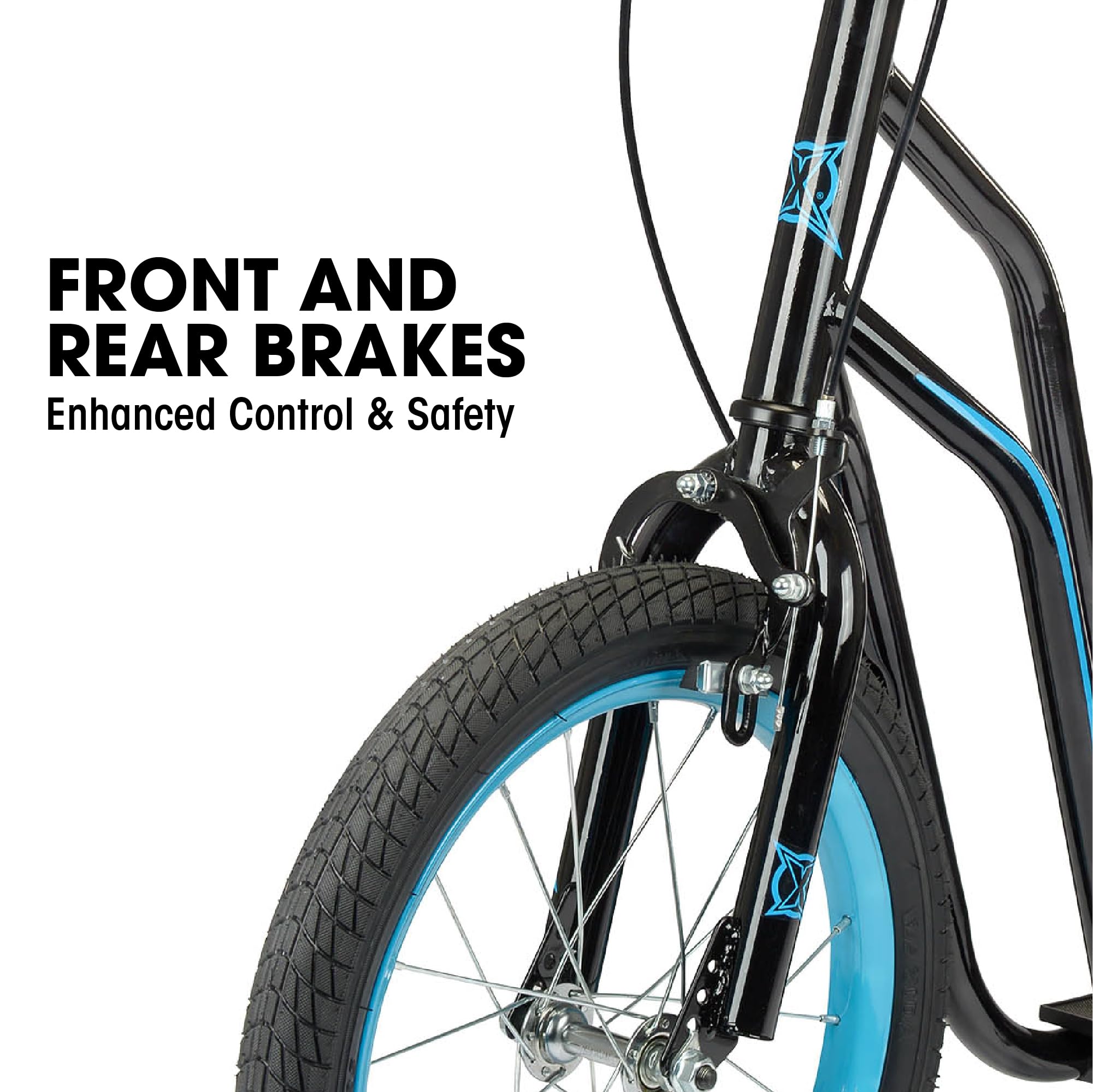 Xootz Kids BMX Scooter | Blue Steel Frame with Pneumatic Tyres