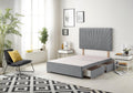 Bed Centre Platinum Charcoal Plush Divan Bed Base With Same Headboard And Storage Drawer-3FT Single, - image 1