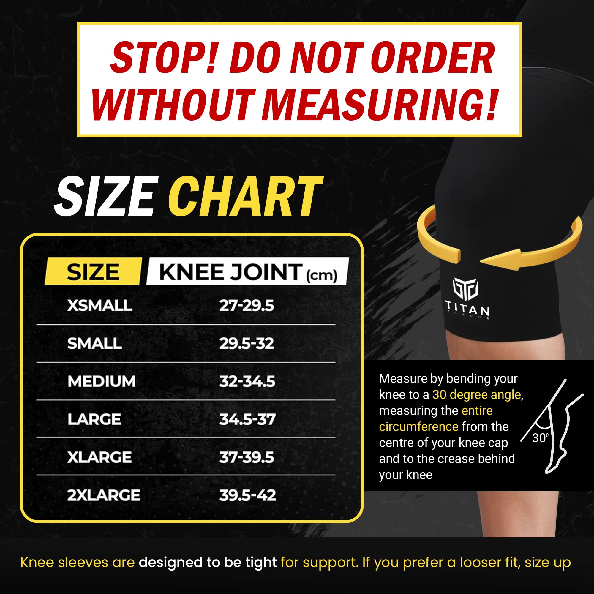 Titan Armour 7mm Neoprene Knee Sleeves for Weightlifting & Squats