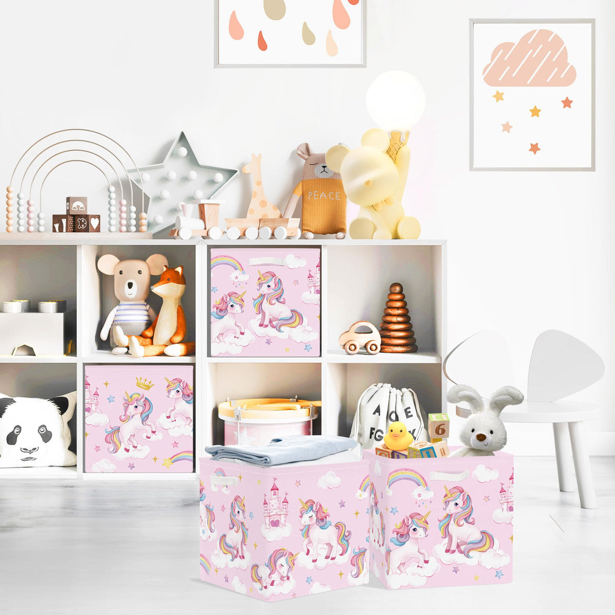 Clastyle 3 pcs Unicorn Cube Storage Boxes for Shelves Kallax Boxes - image 3