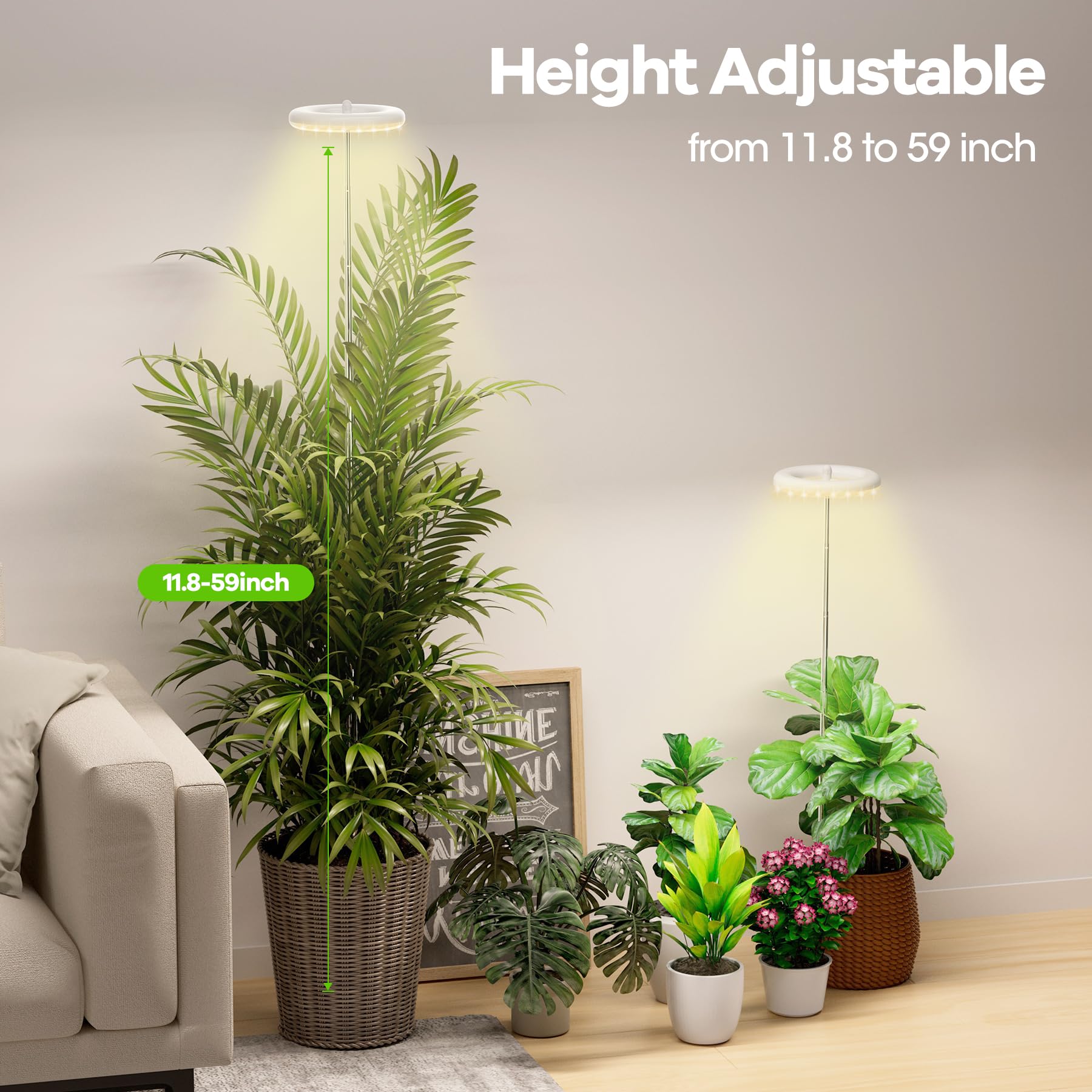 YUYMIKA Full Spectrum LED Grow Lights for Indoor Plants | 160CM Adjustable